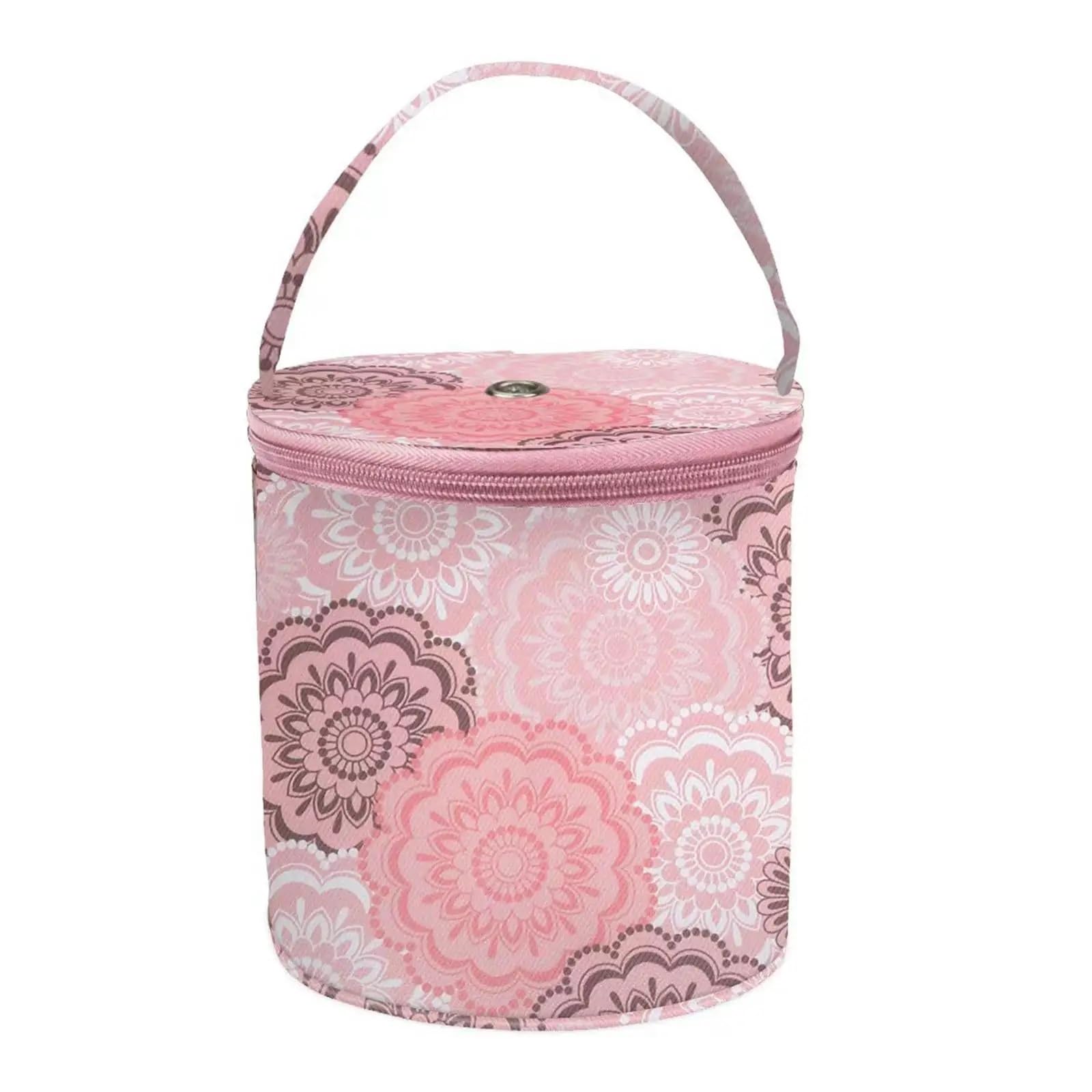 Caja organizadora de costura y ganchillo con diseño de tambor para hilos