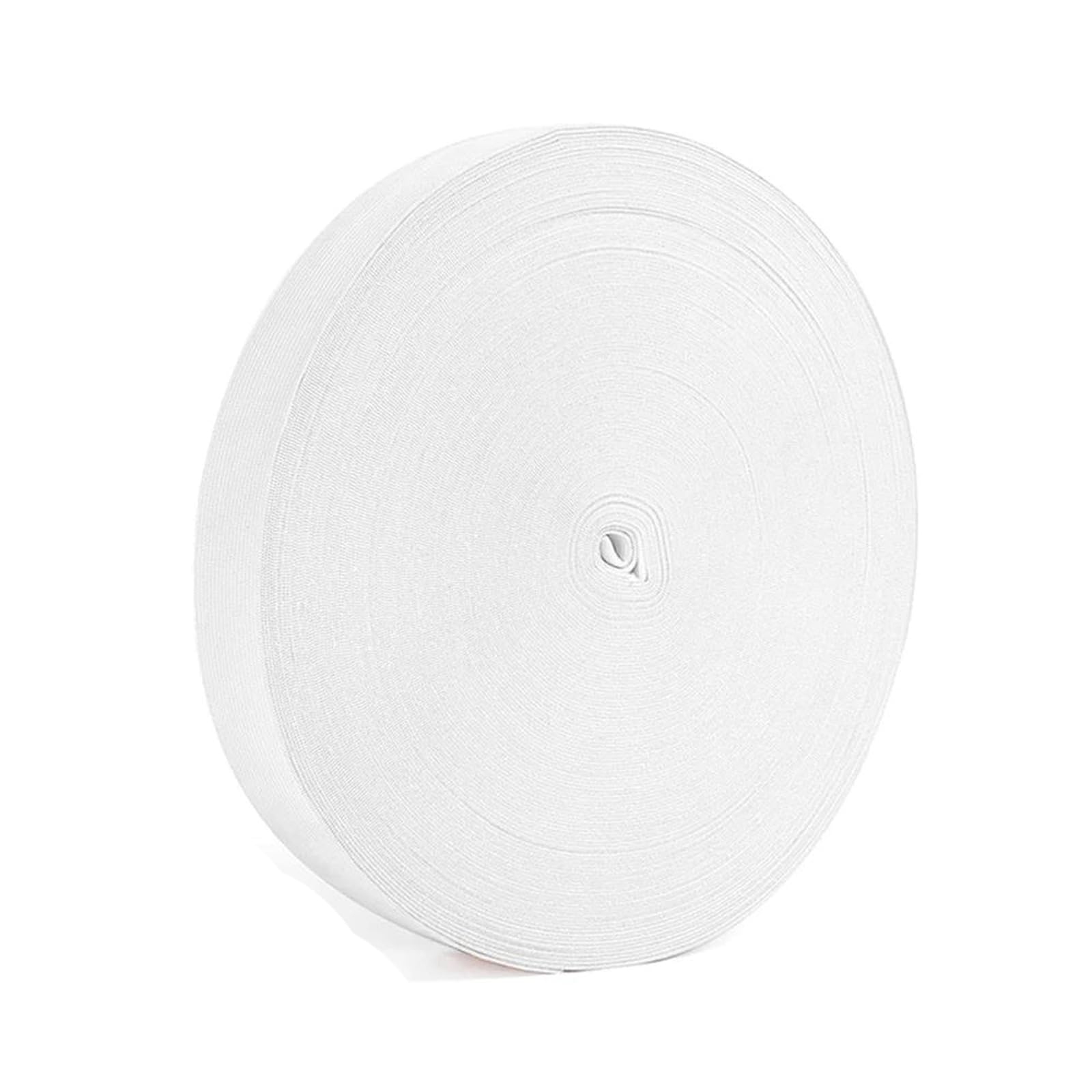 Bandas elásticas Banda elástica ancha y plana Goma de nailon plana de 5 metros, de 10 a 50 mm, color blanco y negro, for costura, bricolaje, ropa, pantalones, bolsos y accesorios. Blanco, 50 mm.(White