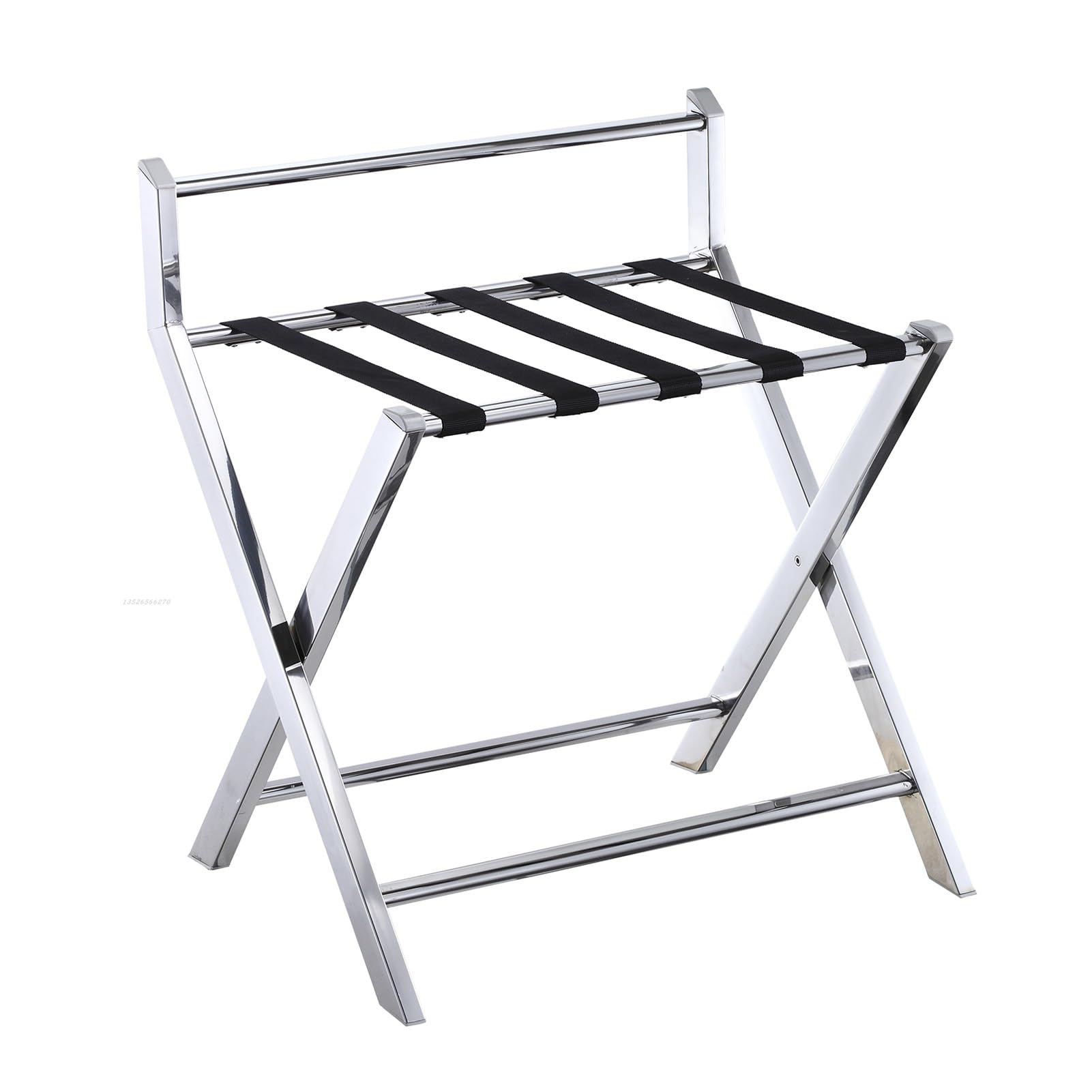 Portavaligia Pieghevole In Acciaio Inossidabile Completamente Assemblato Lungo 26,77 Pollici, Capacità Di Carico Fino A 110 Libbre, Con 5 Cinghie In Nylon(Silver)
