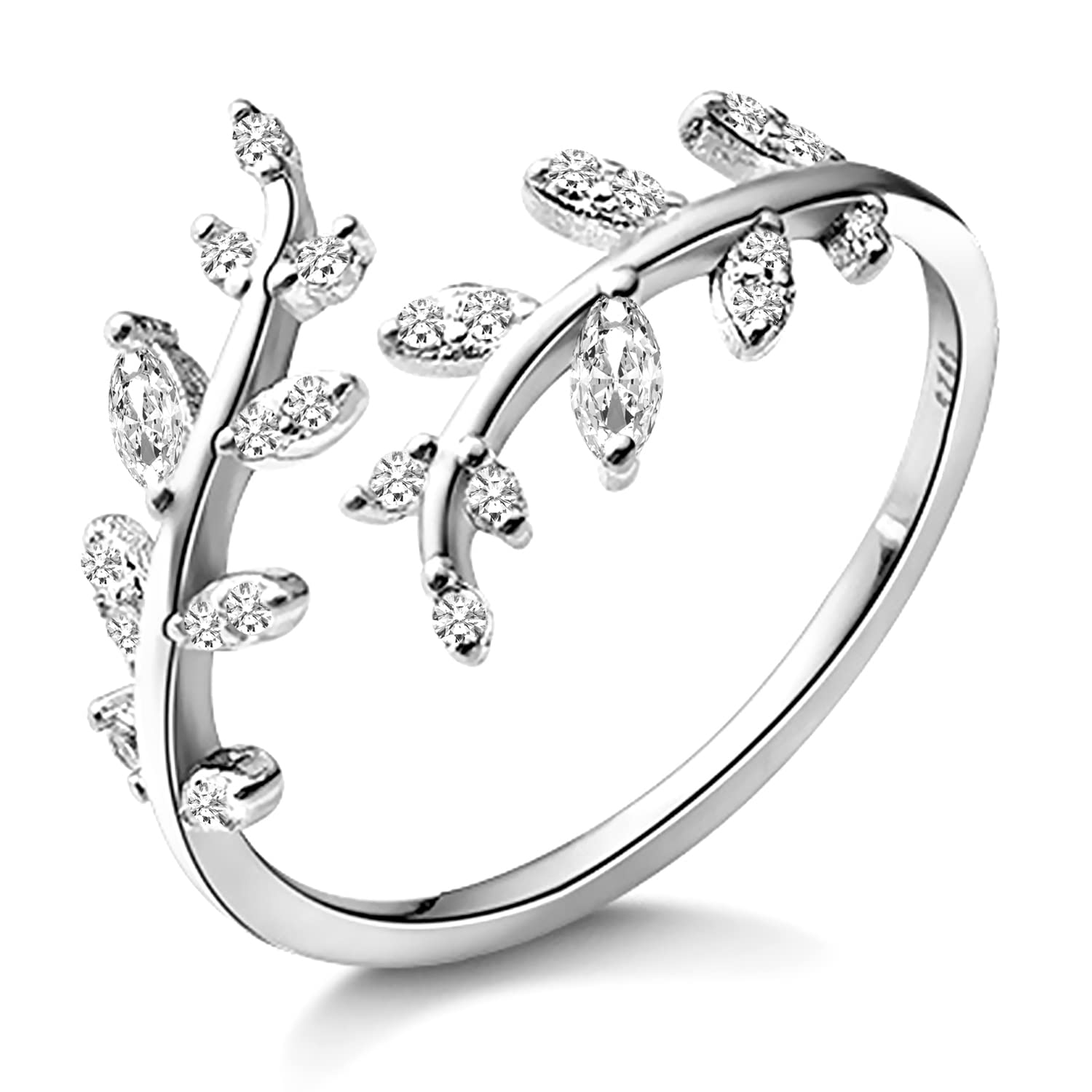 Peora American Diamond Studded Silver Plated Leaf Style Finger Ring Fashion Wear Stylish Jewellery Gift for Girls & Women (PX8R75) (B0BVF1DVZ5) Amazon Price History, Amazon Price Tracker