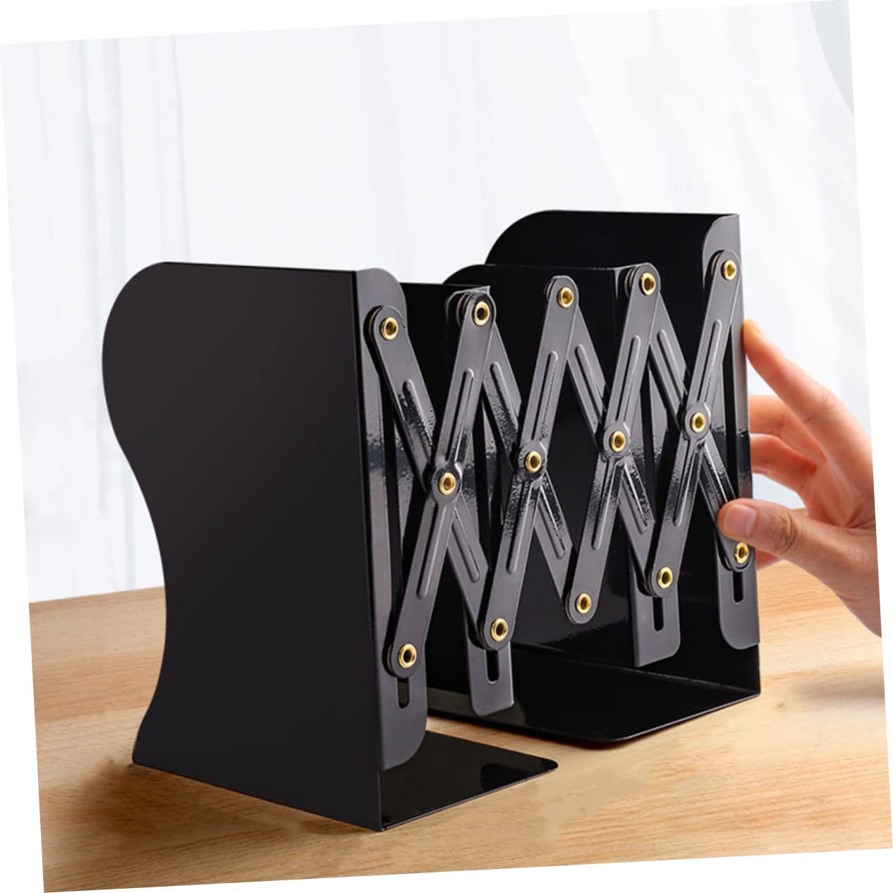OSALADI Buchstütze Vintage aus Kunststoff und Metall Schwarz Ausziehbar Verhindert Verrutschen von Büchern Moderner Buchhalter für Regalbretter