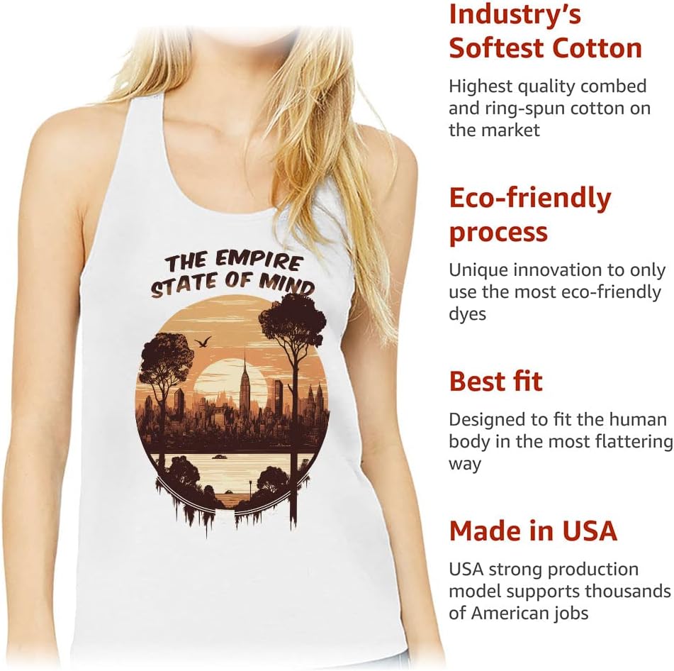 The Empire State of Mind Women's Racerback Tank - New York Print Tank Top - Graphic Workout Tank