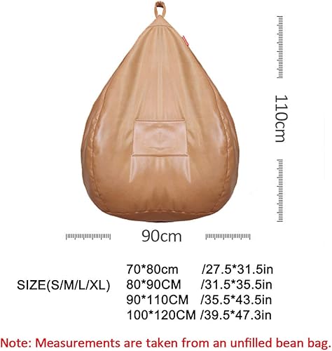 Miniatura 3 de ZZX Funda para sofá, piel sintética, para el hogar, ocio, sala de estar, dormitorio, puf, tumbona perezosa, tatami, sin relleno, caqui, 35.4 x 43.3