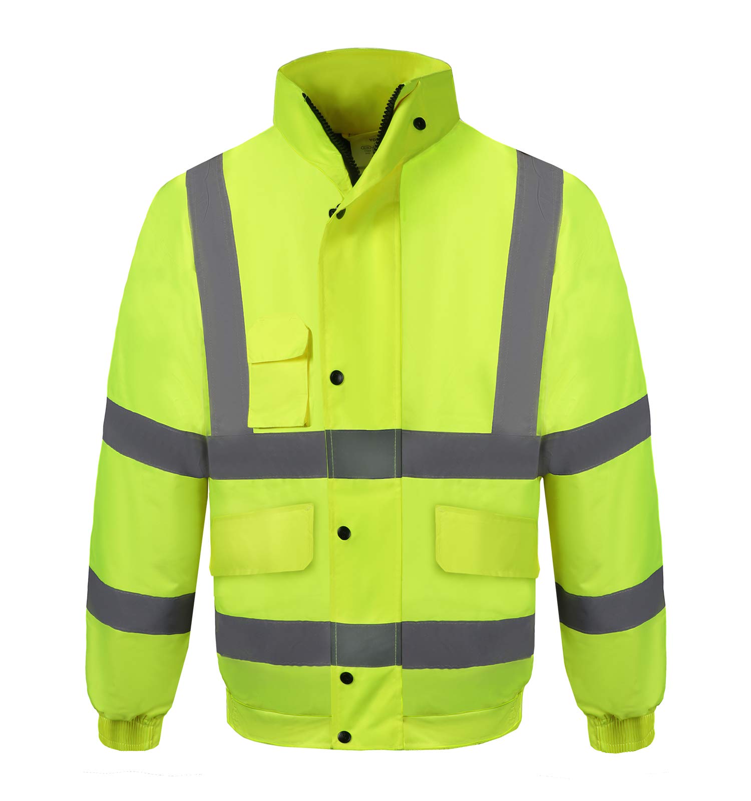 Hombres Cazadora de Alta Visibilidad Acolchada Bicolor Chubasquero de Alta Visibilidad Chaqueta Impermeable Reflectantes Abrigo de Seguridad
