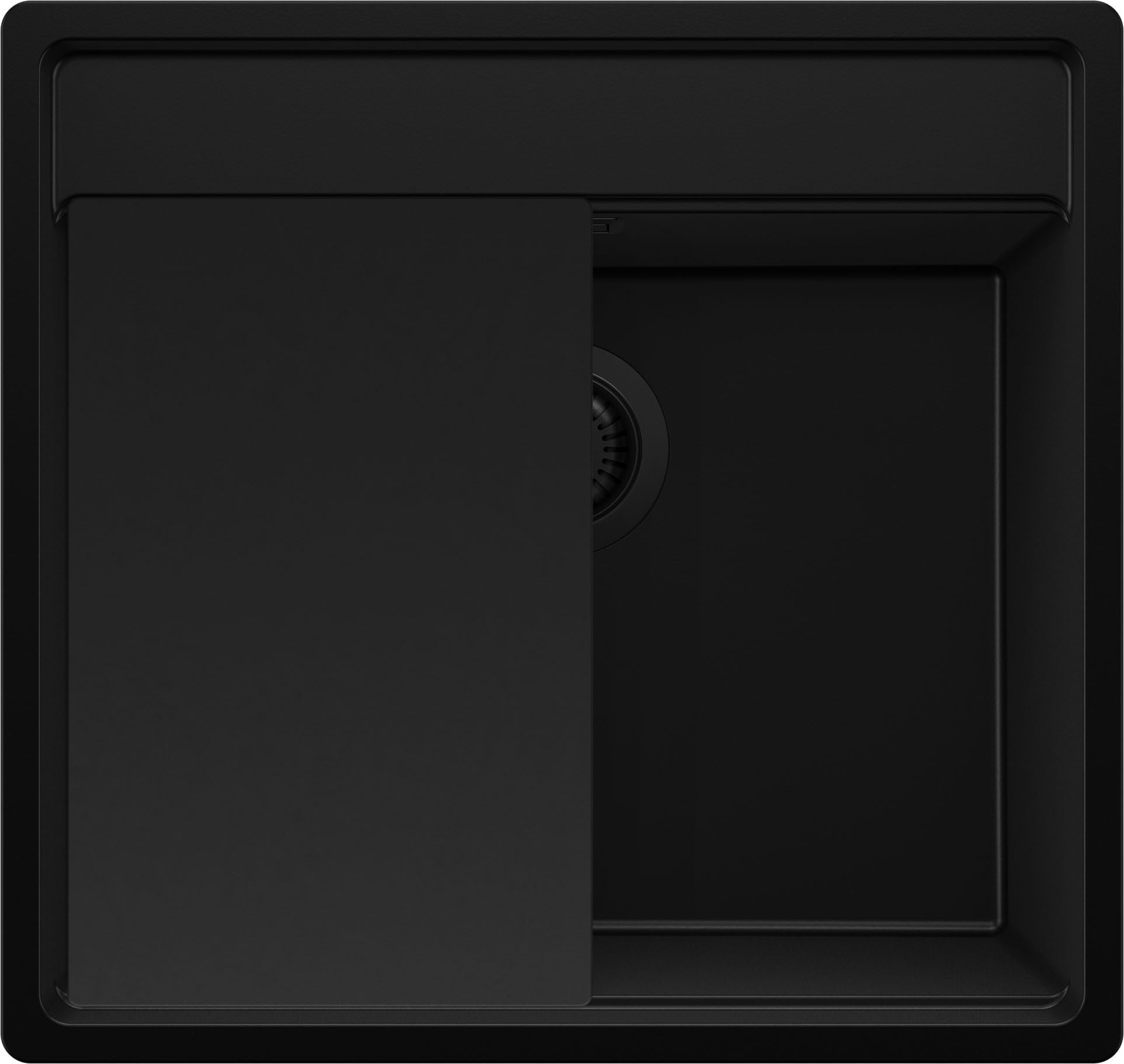 PRIMAGRAN Evier Cuisine en Granit au Meuble 60cm + Kit de Vidage, 56x53cm
