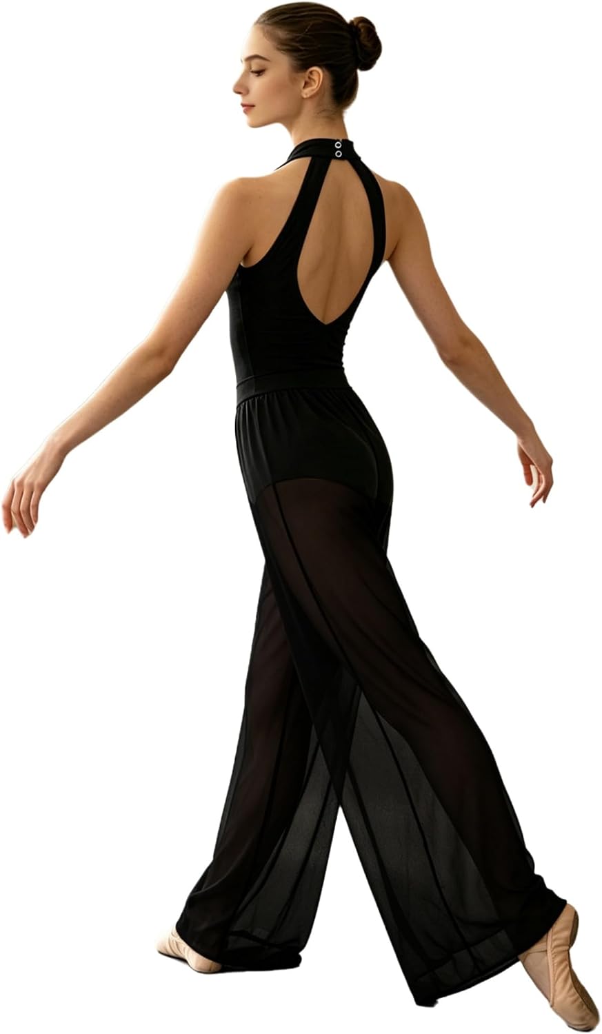 Womens Lyrical Dance Costume Modern Dancewear | Sleeveless,One-piece jumpsuit,Keyhole back,Studio to Stage,Solid color minimalist design