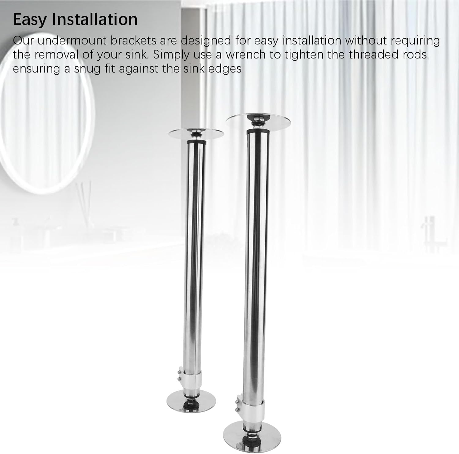Undermount Sink Brackets Adjustable 45-78cm, Stainless Steel Support Kit, 2PCS - Heavy Duty Stability, Easy Installation for Kitchen and Bathroom Sink Repair