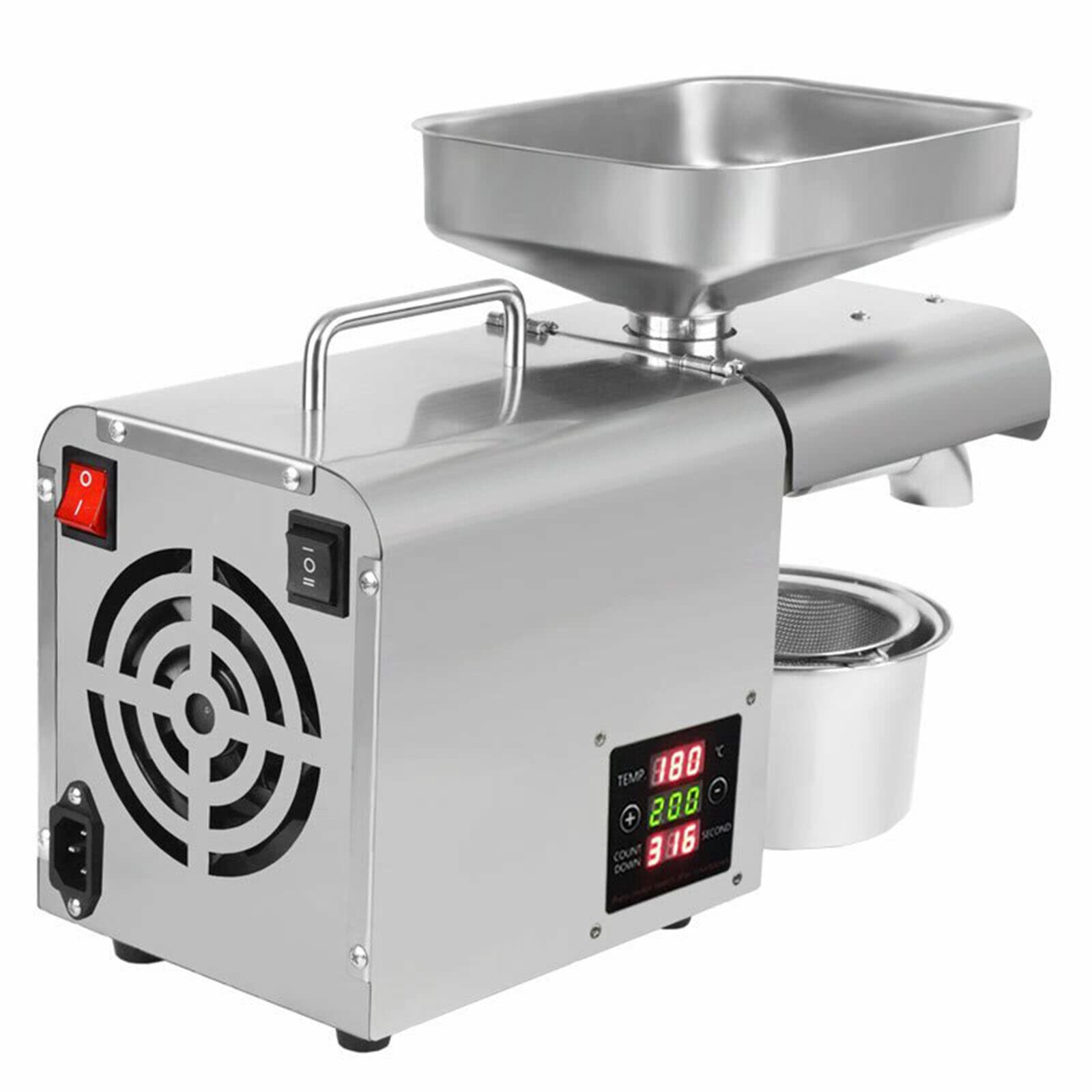 INPAITOO Electric Oil Press Machine 110V Hot/Cold Electric Automatic Oil Press Extractor, Household Grade Stainless Steel Oil Press Machine with Intelligent Control Panel/LCD Touch Screen