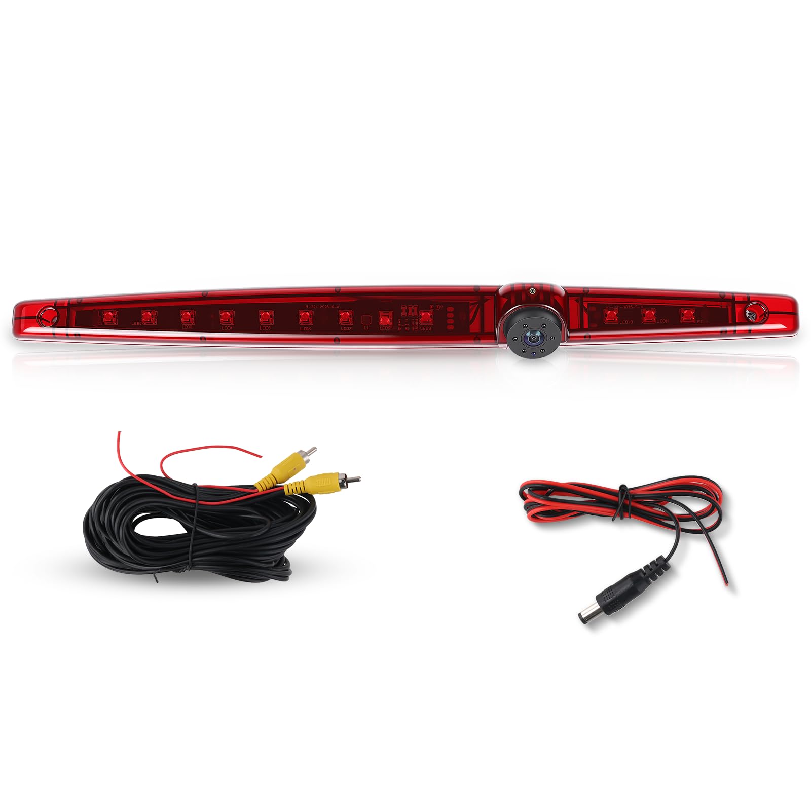 Hodozzy Caméra de Recul pour Portes Arrière Plates, Mode Double 720P AHD/CVBS Caméra pour Feu Stop Montage Elevé, Filaire Caméra Recul avec Vision Nocturne, Etanche, Grand Angle, Facile à Installer
