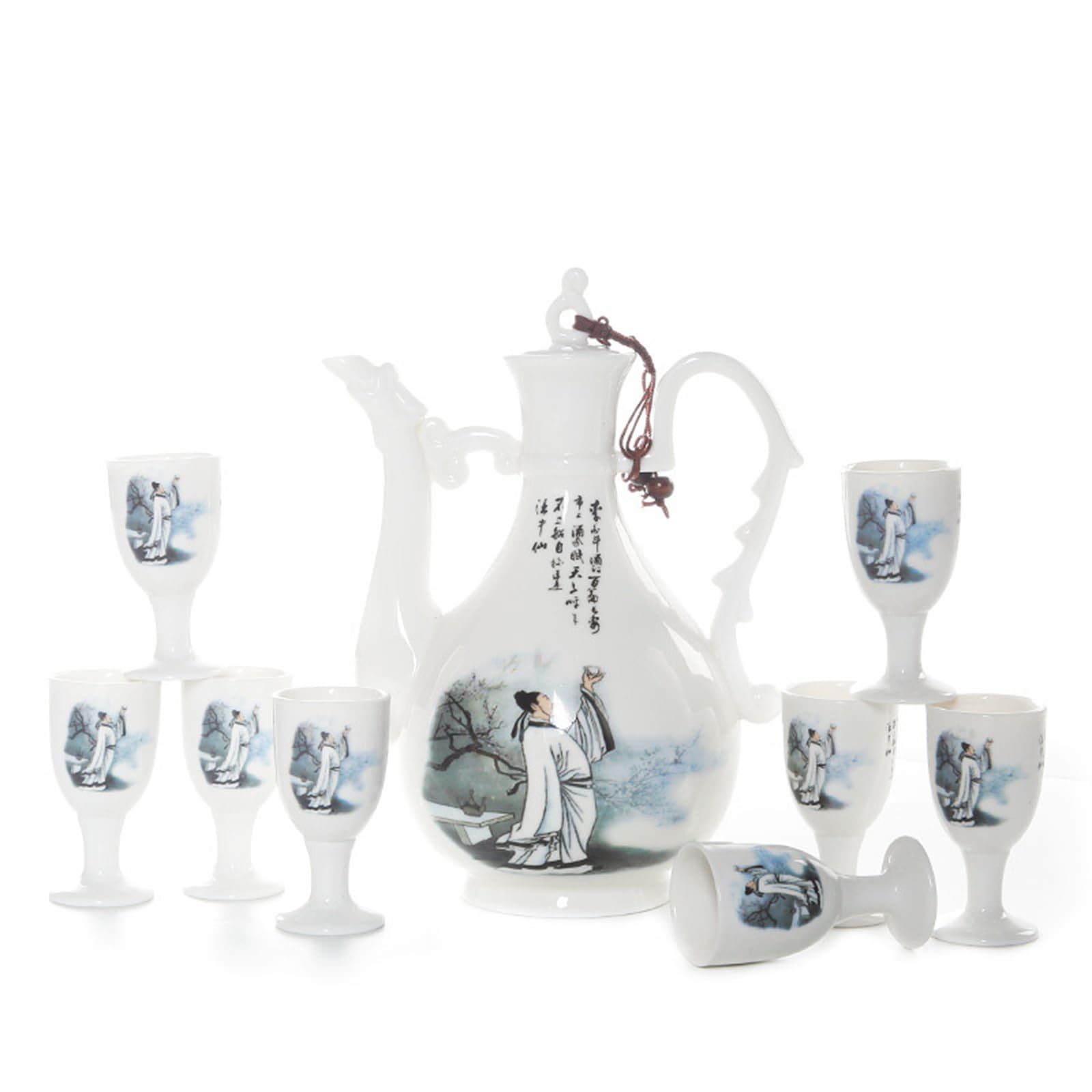 Amazon.com: JBNCRYGD Chinese Ceramic Wine Set - Antique-Style