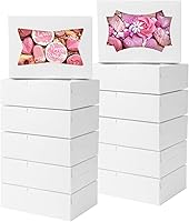 TOMNK 50 Pack Bakery Boxes with Window 8x6x2.5in - 2 Styles for Cookies, Donuts, Cupcakes, Strawberries & Muffins