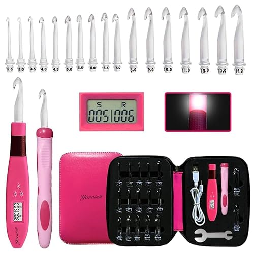 Yarniss 17-size Lighted Crochet Hook Set with Row/Stitch Counter