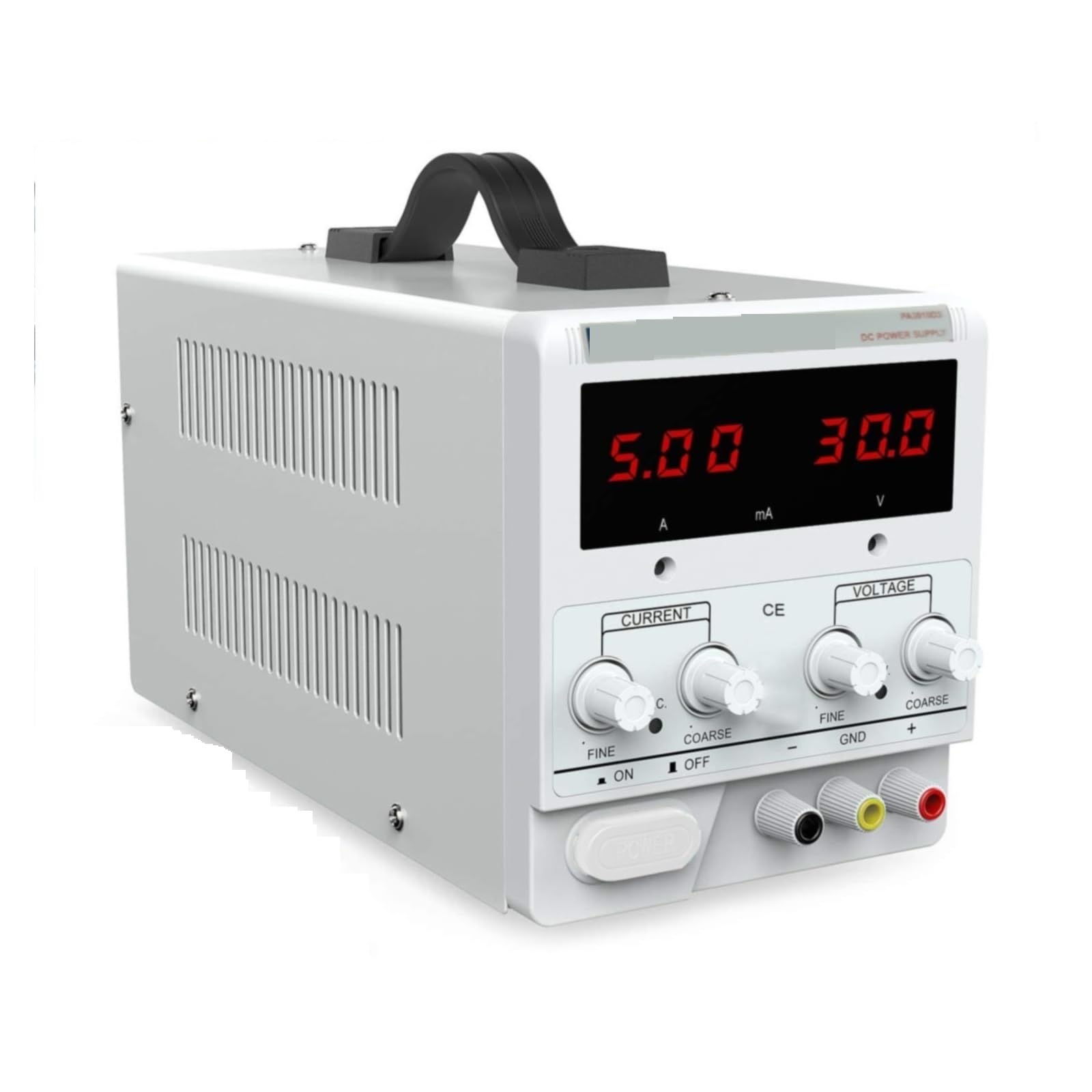 Alimentatore lineare CC variabile, 30 V 10 A regolabile, alimentatore lineare da banco CC regolato con cavi, display digitale a 3 LED per Laboratori, Lavori Elettronici, Fai da Te, ecc