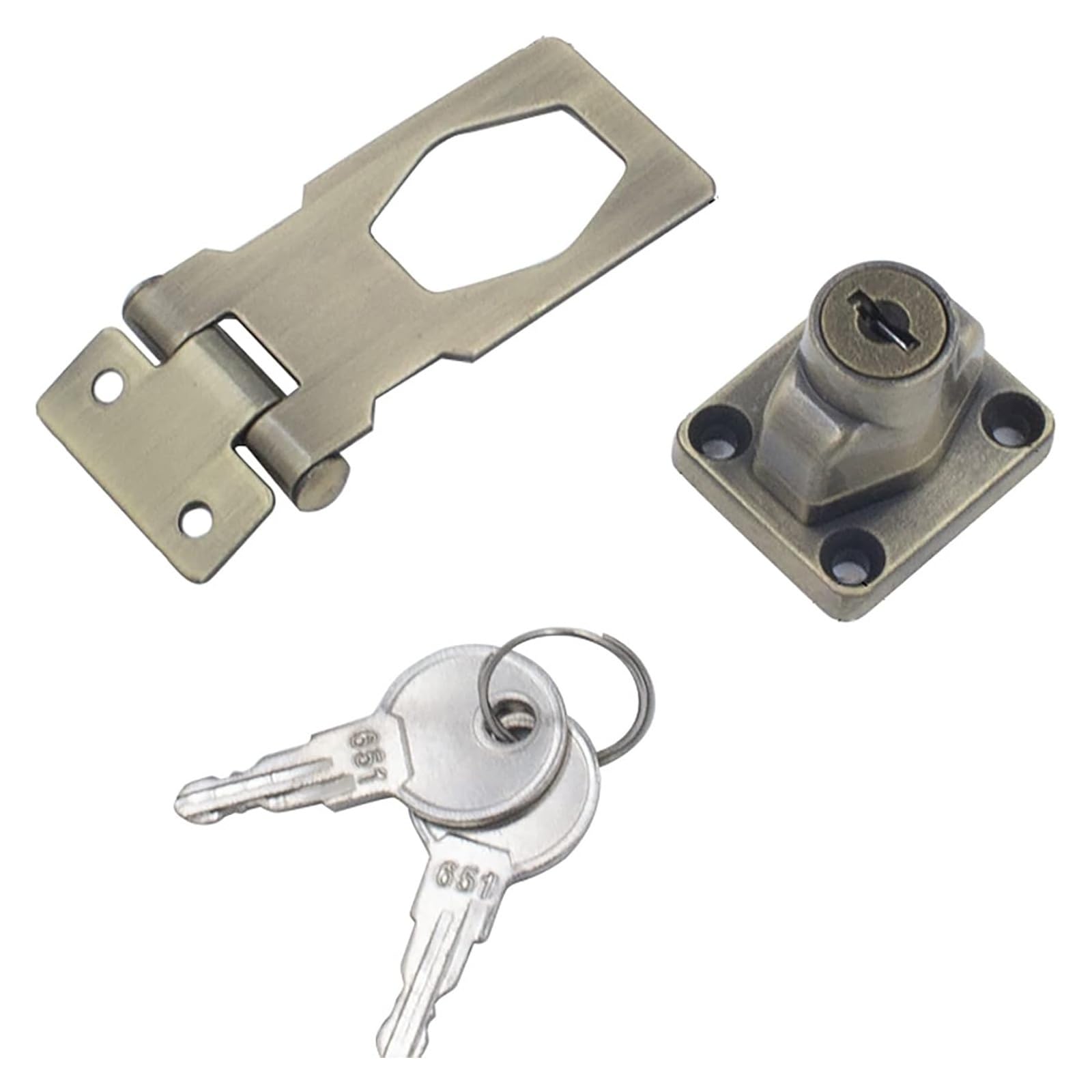 Door Latch， 3 Inch Keyed Locking Hasp Multicolor Security Door Bolt Latch for Cabinets Sheds Garages(Green Antique)