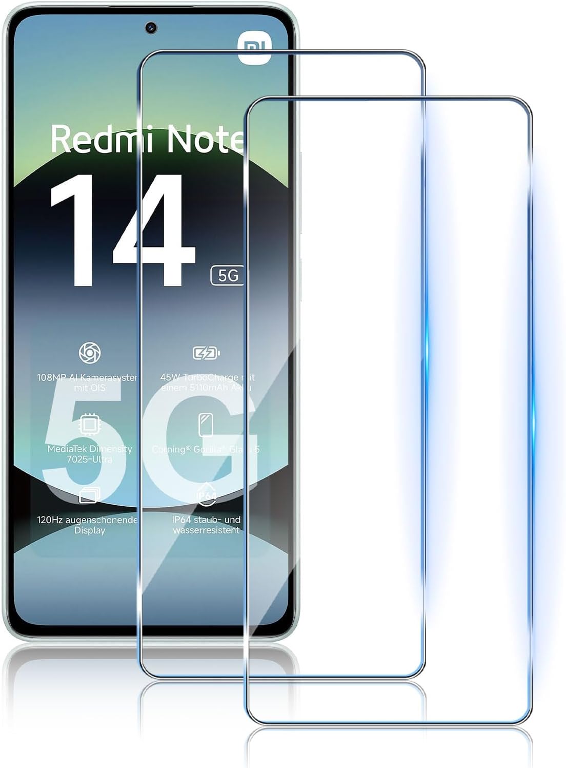 TUTUO[2 Pack Screen Protector Compatible with Xiaomi Redmi Note 14 5G/4G Screen Protector Tempered Glass, No Bubbles, Anti-Scratch, Anti-fingerprint,9H Hardness HD Premium Screen Glass Film