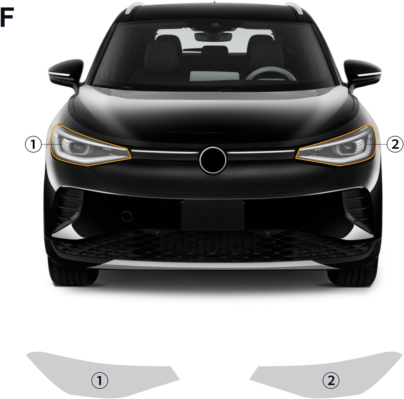 for Volkswagen ID.4 2021-2024 PPF Precut Gloss Clear Car Paint Protective Film Self Healing TPU HD Film Scratch Protector Exterior Accessories (Headlight Film 2Pcs)