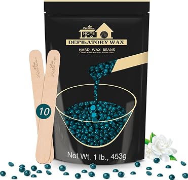 Lifestance 450g Dark Green Wax Beads, Slender Hair Removal Formula, Hard Wax Beads for Face, Eyebrow, Arm, Fine Hair Painless Waxing Beads Hair Removal, with 10 Applicators,