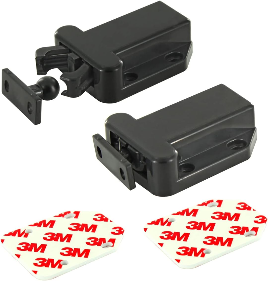 Cabinet latches,Push Latch, Rebound self-Locking Device, with Automatic pop-up Function Cabinet Lock, Prevent The Door from Sliding, Convenient and Practical, Easy to Install. (2 Pack)