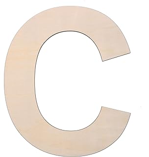 12 Inch Wooden Letter C, 1/4 Inch Thick Large Unfinished Wood Letter for DIY Crafts Home Wall Decor
