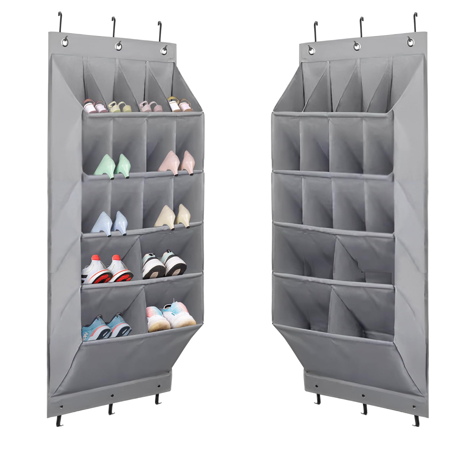 Organizer Scarpe Da Appendere - 16 Tasche Portascarpe Per Porta Armadio Grigio | Risparmio Spazio - Foto 14