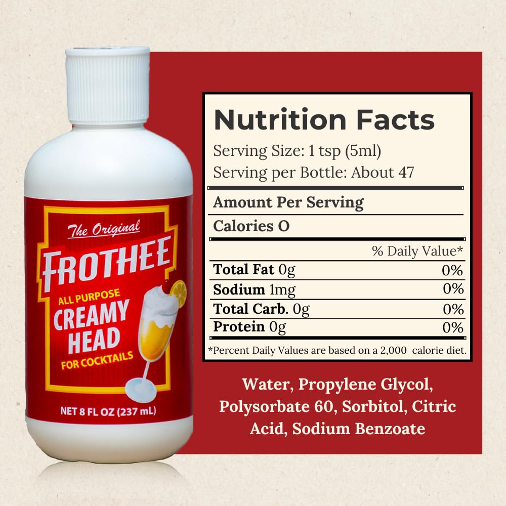The Original Frothee – Mousse à cocktail polyvalente, végétalien et sans gluten – Crée une mousse riche et durable pour tous les cocktails, cocktails et boissons de qualité bar à la maison – 236,6 ml