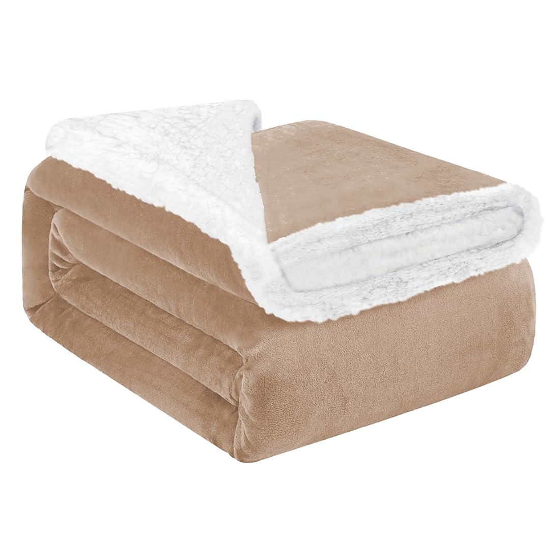 Acomoda Textil - Extra Soft Sedaline and Sheepskin Blanket for Winter, Warm, Lightweight and Breathable Blanket for Bed, Smooth Reversible Blanket for Sofa, Armchair and Travel (Beige, 130 x 160 cm)