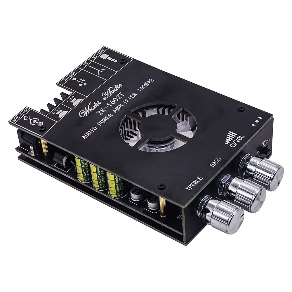 WANGCL 2 amplificateurs stéréo TDA7498E 160 W pour caisson de basses compatible Bluetooth 2.0 canaux Classe D
