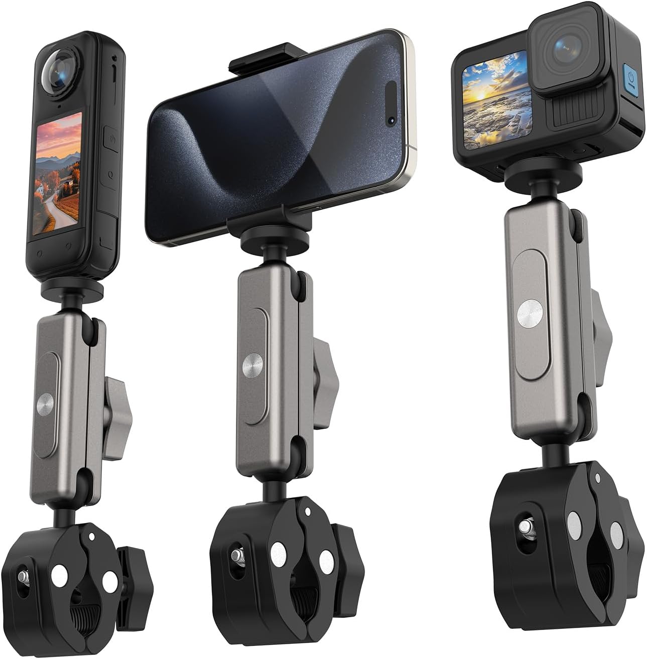 Camera Mount Motorcycle Mount Handlebar Mount, Compatible with Insta360 GO3/GO2, GoPro Hero 12/11, DJI Osmo Action 6/5/4