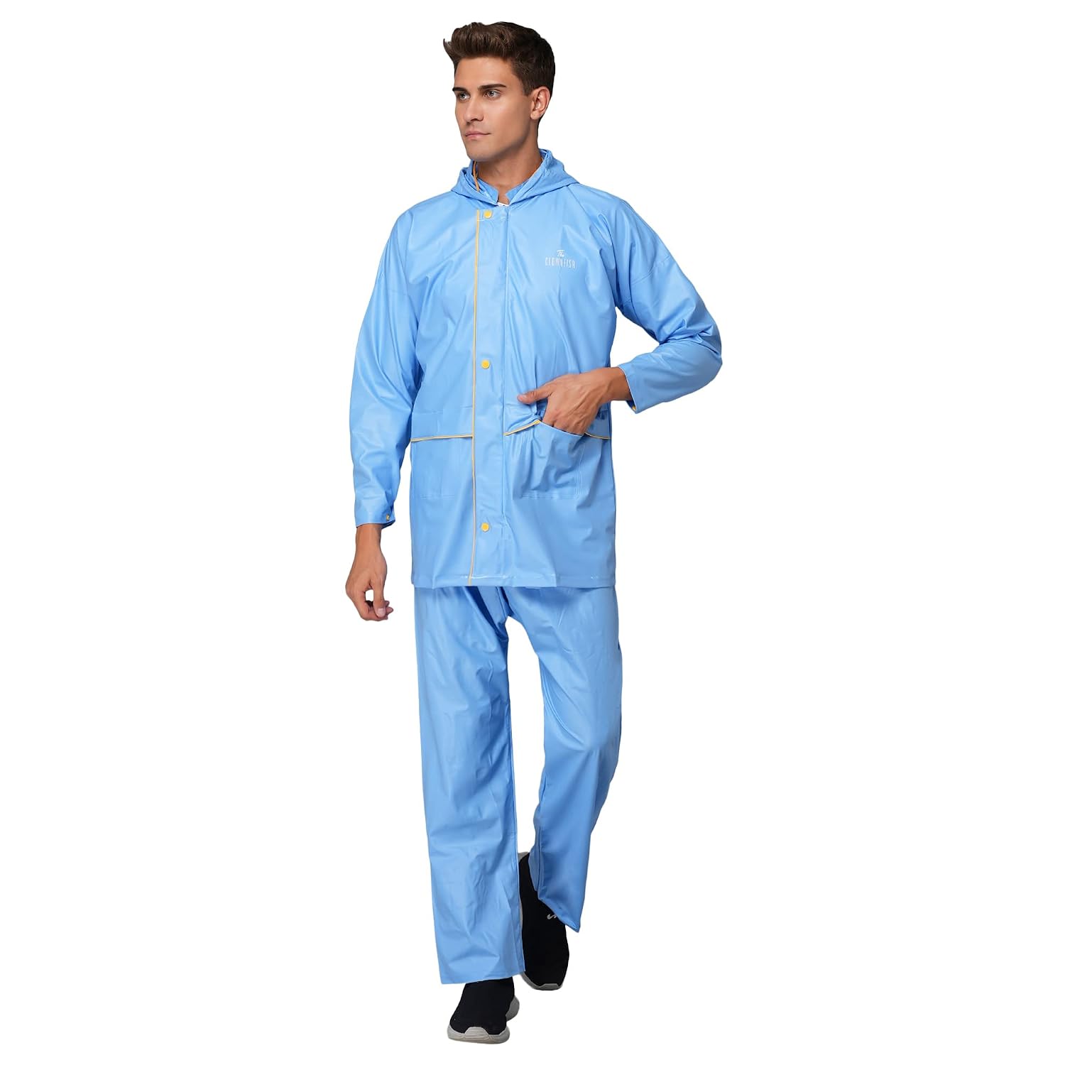 THE CLOWNFISH Polyvinyl Chloride (Pvc) Rain Coat For Men Waterproof For Bike With Hood Standard Length Raincoat For Men & ...
