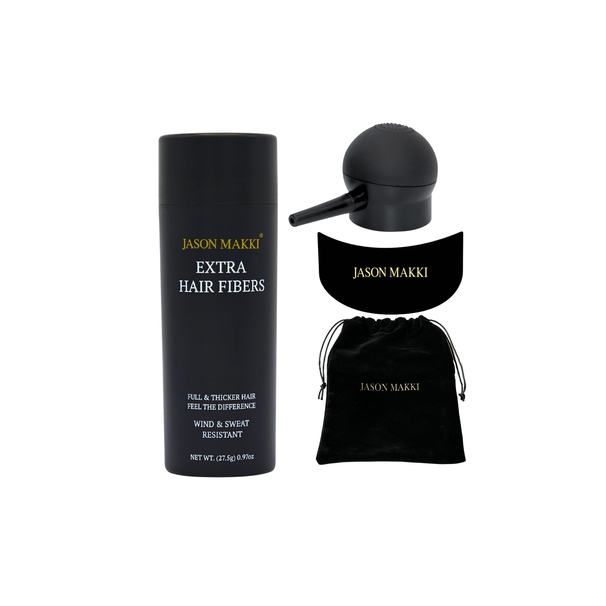 JASON MAKKIExtra Hair Fibers for Thinning Hair - No More Wig - Hair Loss Concealer For Men and Women - Hair Building Fiber With Natural Result - Wind and Water Resistant (Dark Brown Bundle)