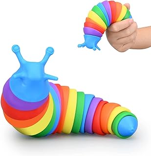 3D Printed Fidget Slug , Flexible Articulated Slug Fidget Toy, Fun Crawling Slug Autism Sensory Toys, Anxiety Relief for Kids, Adults, Birthday Gifts