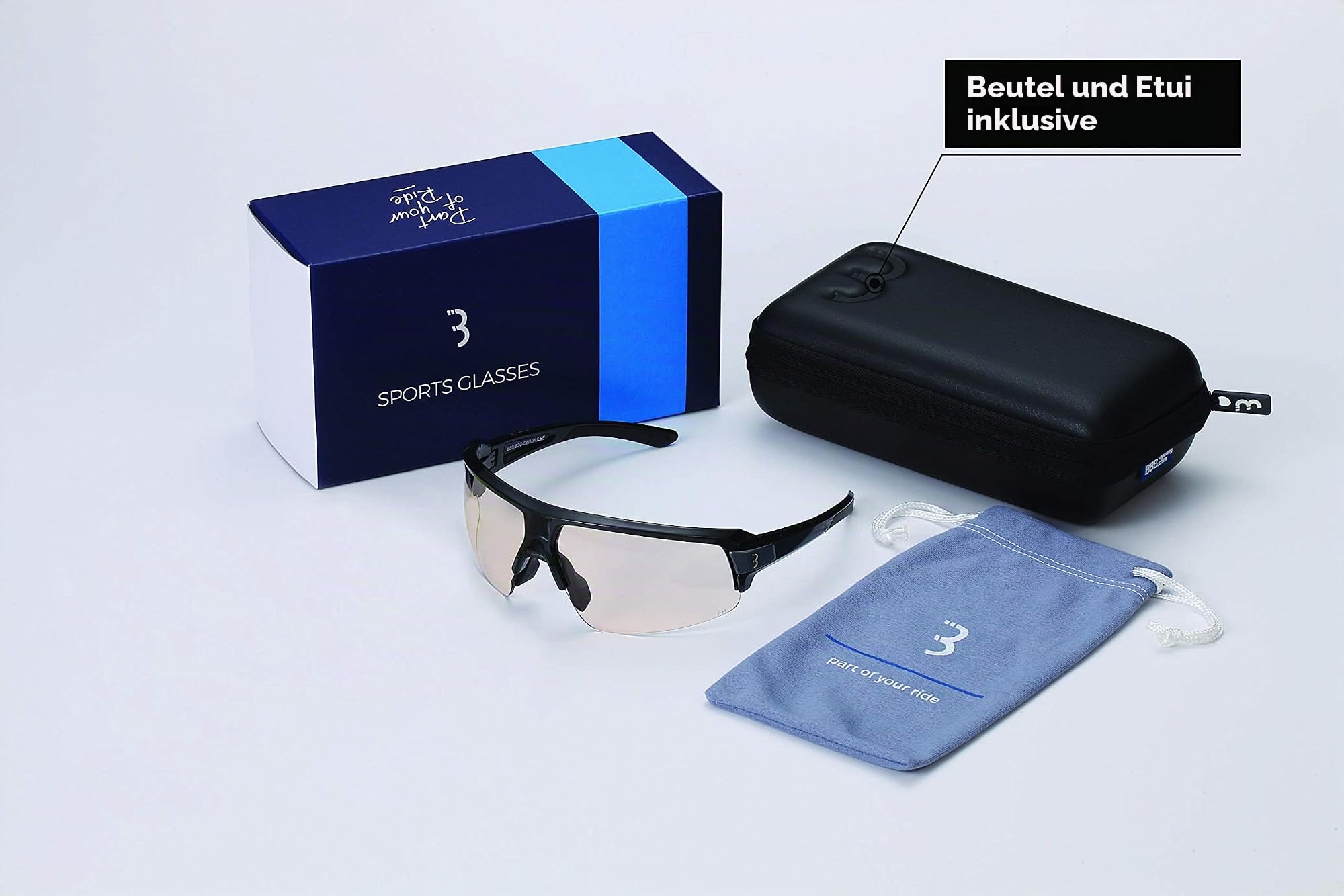 BBB Cycling Fahrradbrille Impulse PH | Herren und Damen Sportbrille Sonnenbrille mit Photochromatic Gläser | Polycarbonat Grilamid | MTB Rennrad Urban Radsport | Gloss Metallic Black | BSG-62PH