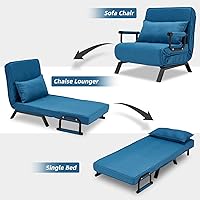 Vista 11 de Sillón convertible para cama, sillón tapizado de tres pliegues con almohada, sofá plegable de ocio con respaldo ajustable de 6 ángulos, cama
