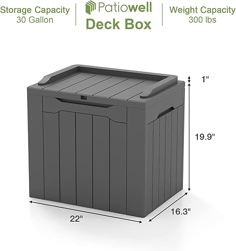 Miniatura 6 de Patiowell Caja de resina de 30 galones, caja de almacenamiento al aire libre para muebles de patio, entregas, suministros de piscina, impermeable y