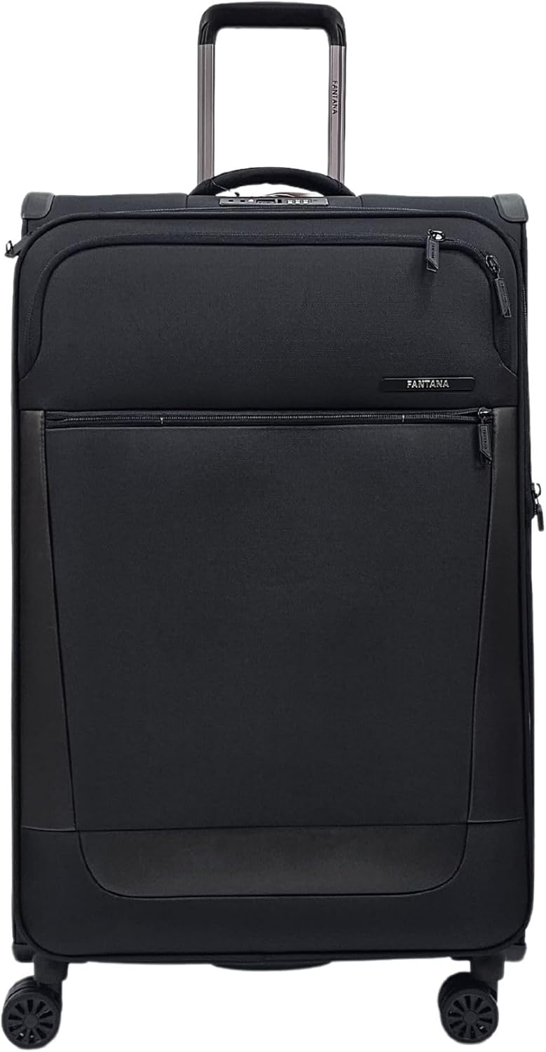 Valigia da viaggio Borsa da viaggio Trolley da cabina morbido con scomparti con cerniera, Nero, Valigia