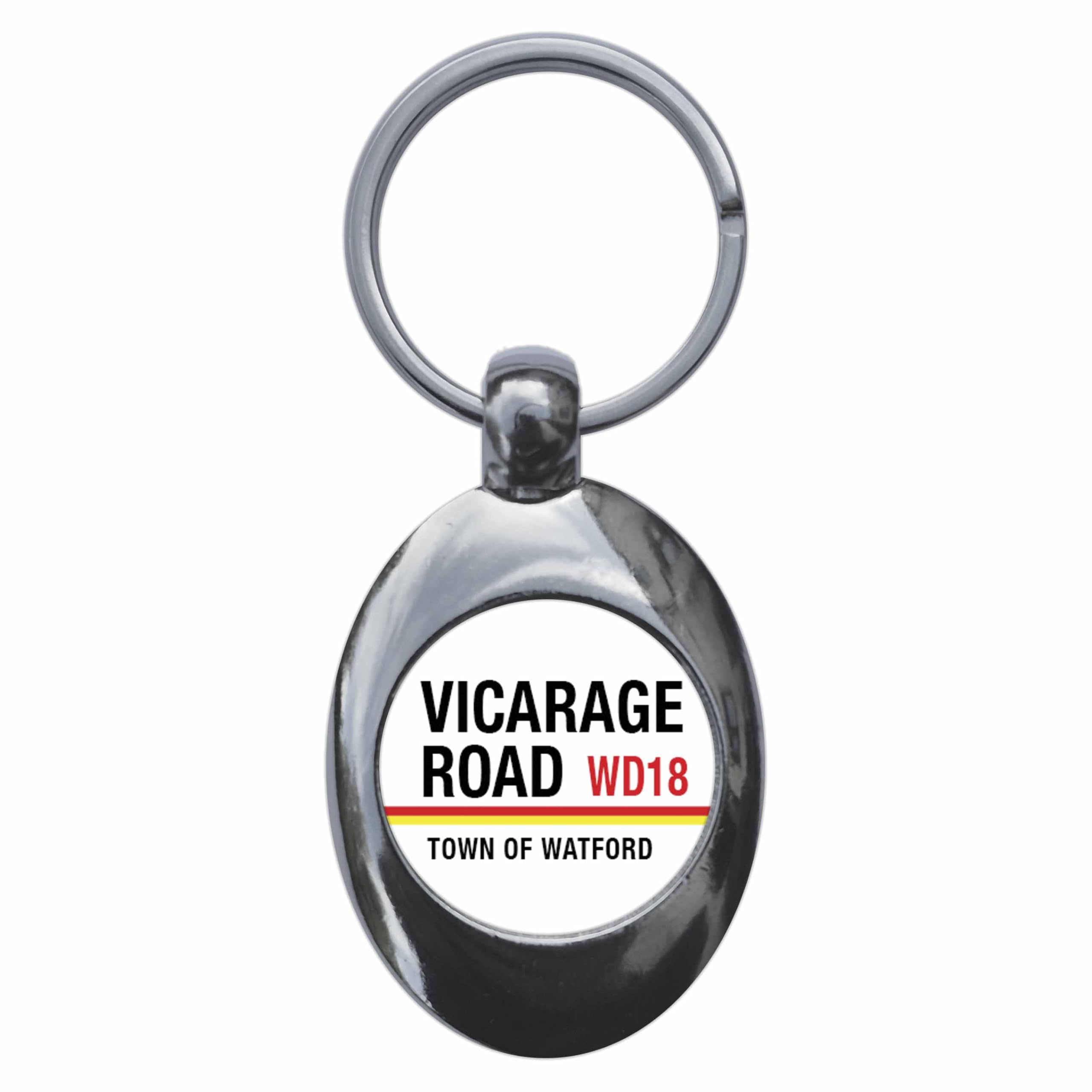Ozorath Vicarage Road Town Of Watford WD18 Road Sign Keyring Keychain Key Ring Chain With Trolley Coin