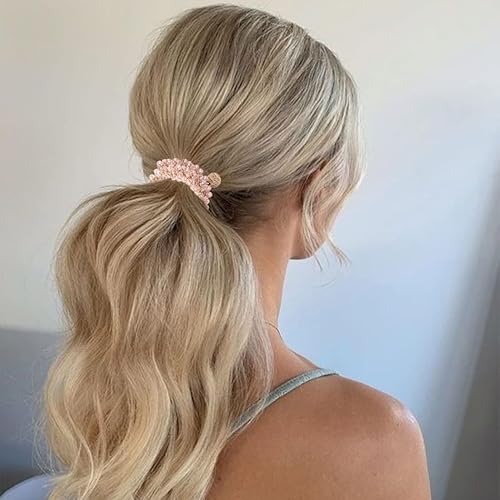 Miniatura 4 de Brinie Lazos para el cabello, bandas elásticas blancas para el cabello, bandas de cabello de cristal, soportes para cola de caballo accesorios para