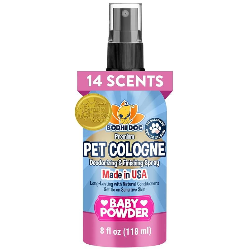 Colônia para Cães e Gatos com Fragrância Baby Powder e Condicionadores Naturais Bodhi Dog, 240 mL