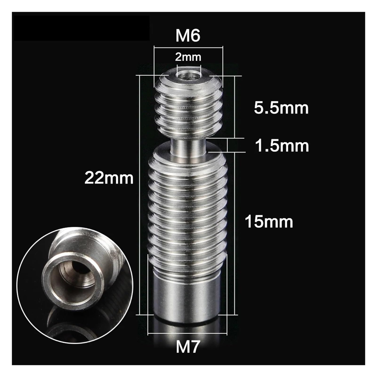 3D-Druckerteile Titanlegierung Bimetall Heatbreak Rotes Kupfer Gewinde Hals M6 V6 Heizblock Düse 1,75 MM(Titanium Throat,10pcs)