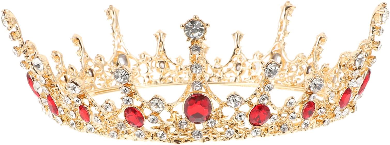 Minkissy Baroque Style Crown Rhinestone Queen Crown for Party Birthday Wedding Cosplay Photo Hair Jewelry Flower Crowns and Tiaras Baroque Bridal Hair Accessories Green