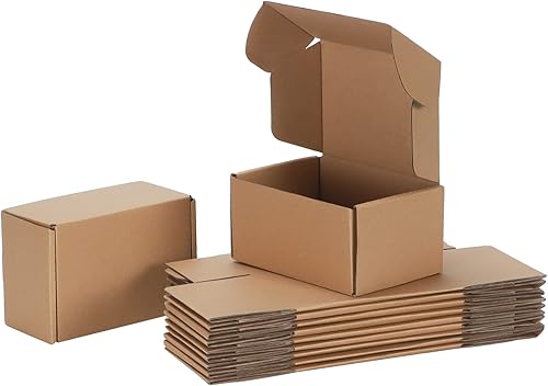 Juego de 20 cajas de envío pequeñas de 6 x 4 x 3 pulgadas, caja mailer de cartón corrugado marrón para embalaje, envío, negocios