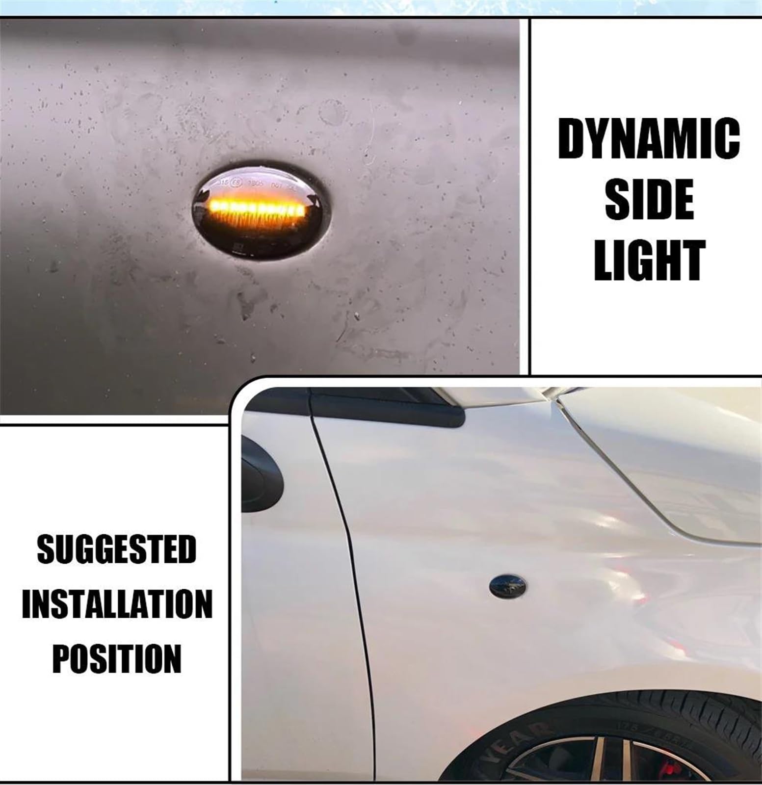 Piloto intermitente Luz LED dinámica señal giro intermitente lámpara indicador lateral para Lancia para Lybra 1999-2005 luces guardabarros coche 2 uds. Luz señal giro ( Color : No Dynamic black )