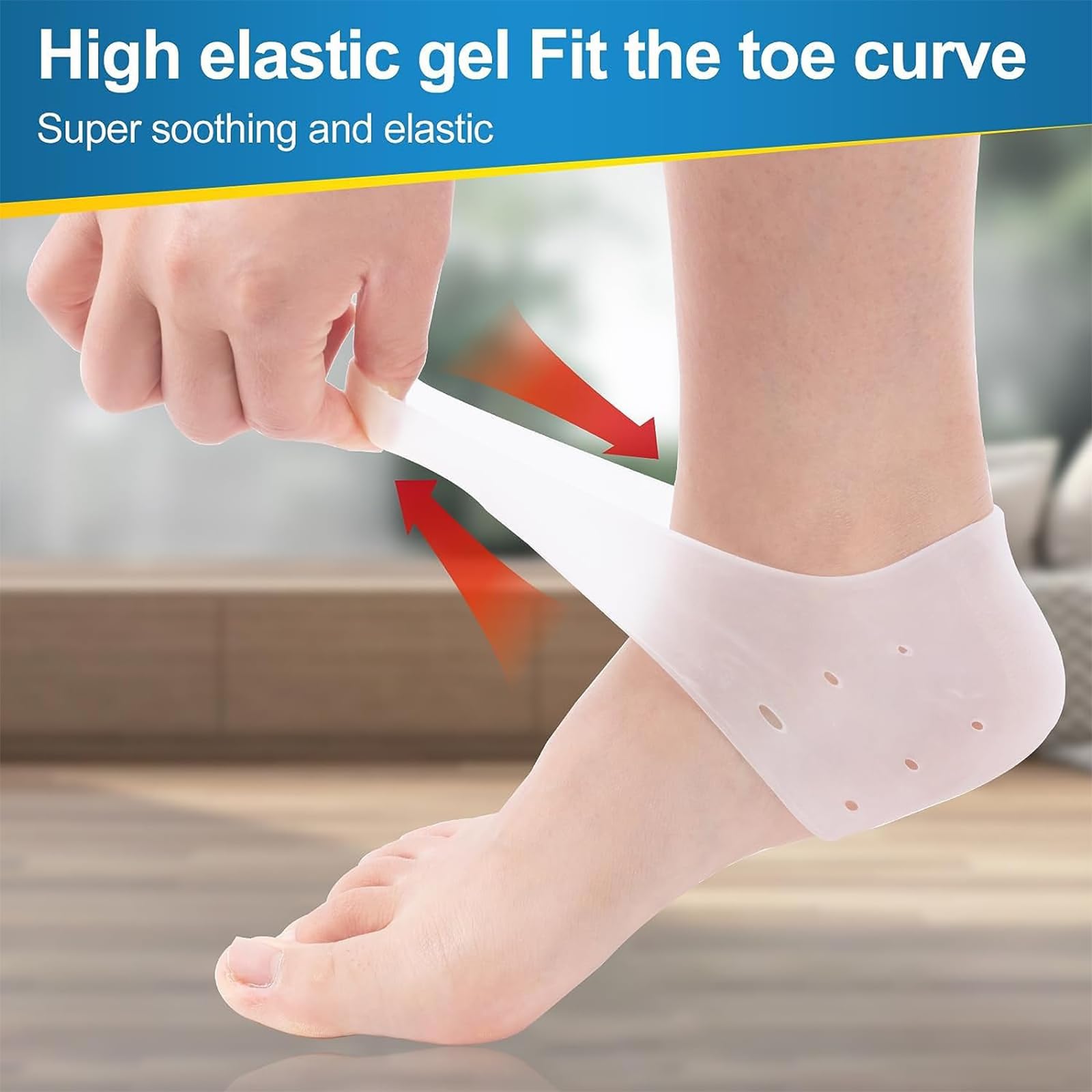 2 Pares Protectores de Talón de Silicona, Protector Talon Zapato, Hombres y Mujeres Protector Talon Zapato, para Talones la Fascitis Plantar, Espolones Tacón, Alivia el Dolor de Talón