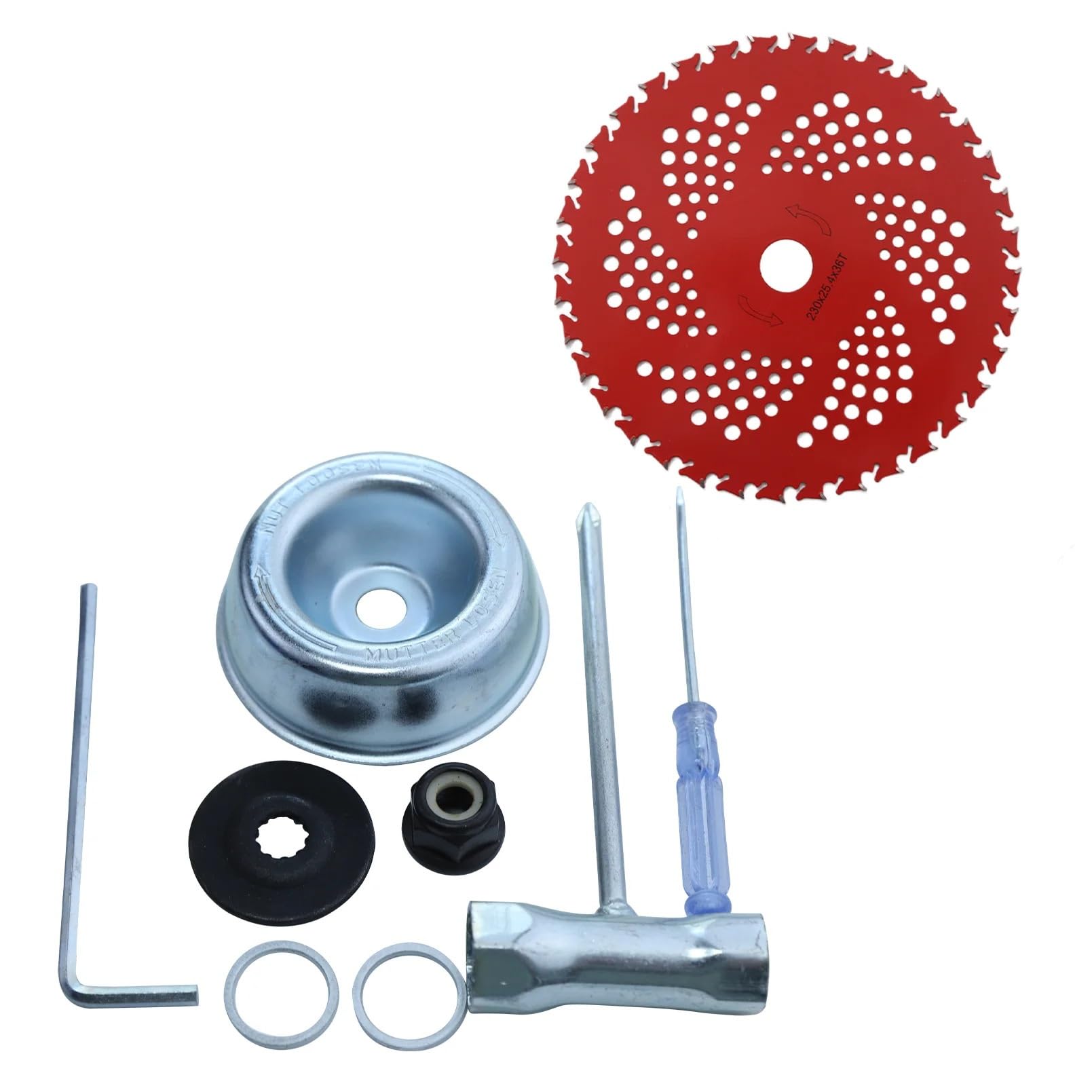 Cuchillas de carburo for desbrozadora de 9" × 36 Dientes, aptas for desbrozadoras y cortacéspedes.