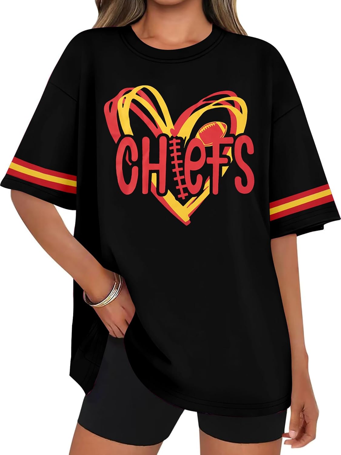 Football Shirt Women Game Day Tshirt Football Season Short Sleeve Tops Team Fans Heart Graphic Outfits Merch