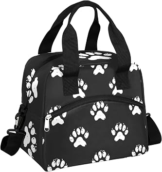 Animal Dog Paw Print Love Lunch Box by Insulated Lunch Bag Reusable Leak-Proof Cooler Bag With Adjustable Shoulder Strap