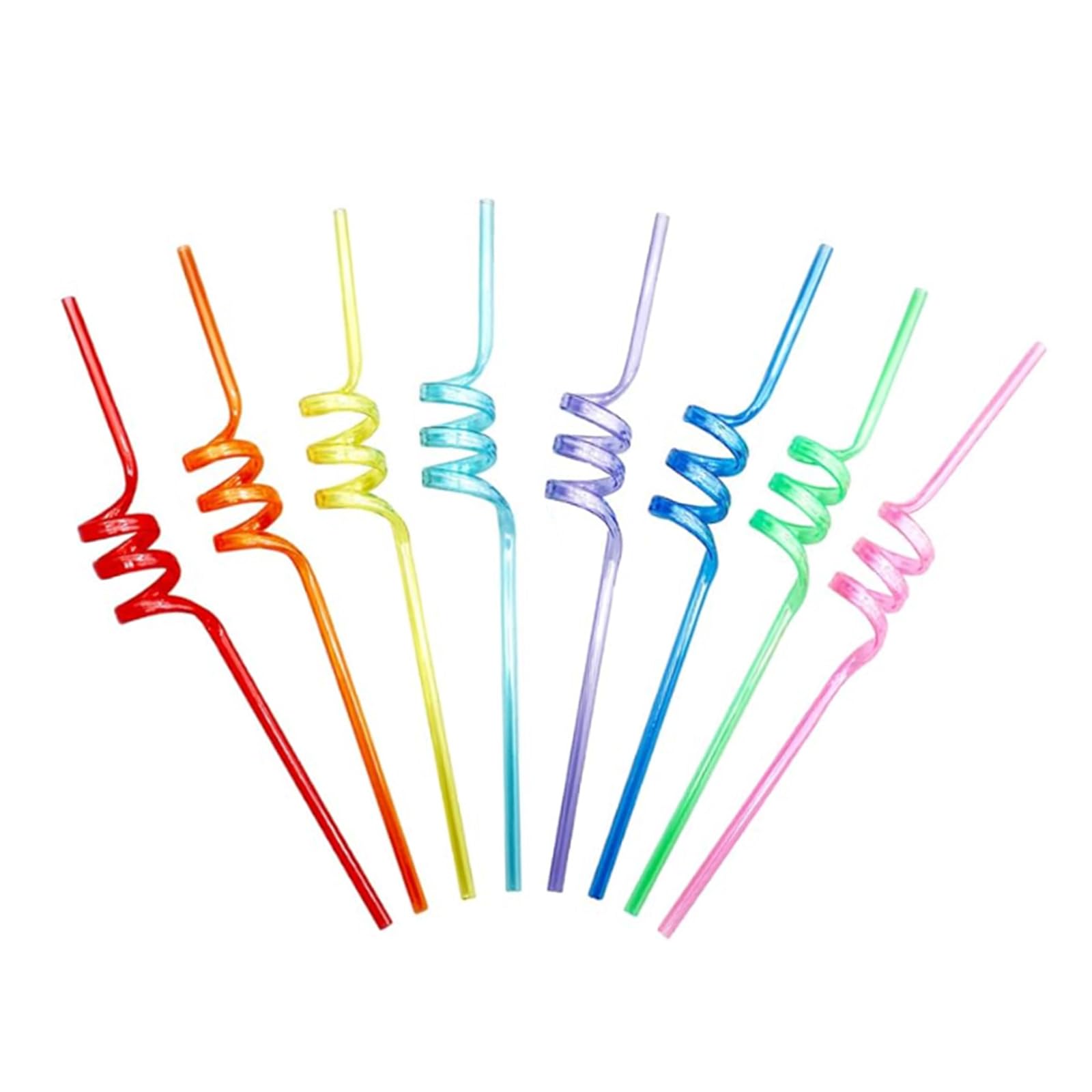10 Pieces Curly Straws, Silly Straws, Plastic Straws Reusable, Novelty Curly Party Straws for Kids Birthday, Party Straws for Home Bar Beverage Shop Weddings Birthdays Family Reunion Curly Straws