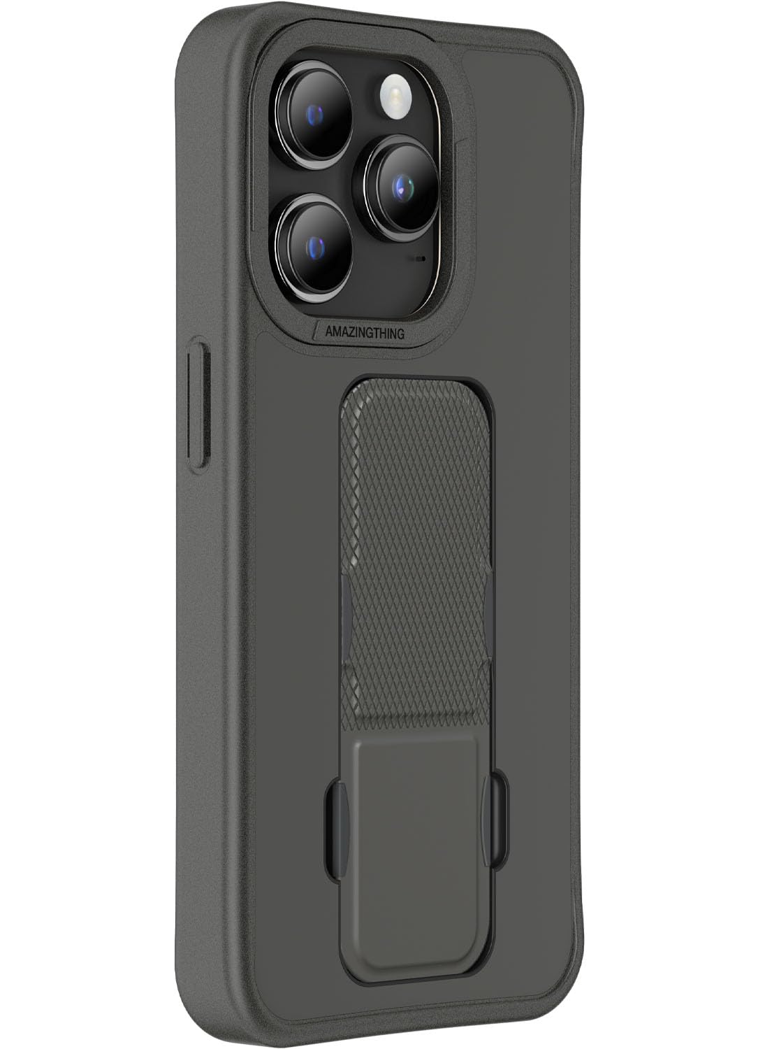 Amazing Thing Matte Pro Mag for iPhone 15 PRO Grip/Holder/Stand/Case Cover compatible with MagSafe - Black
