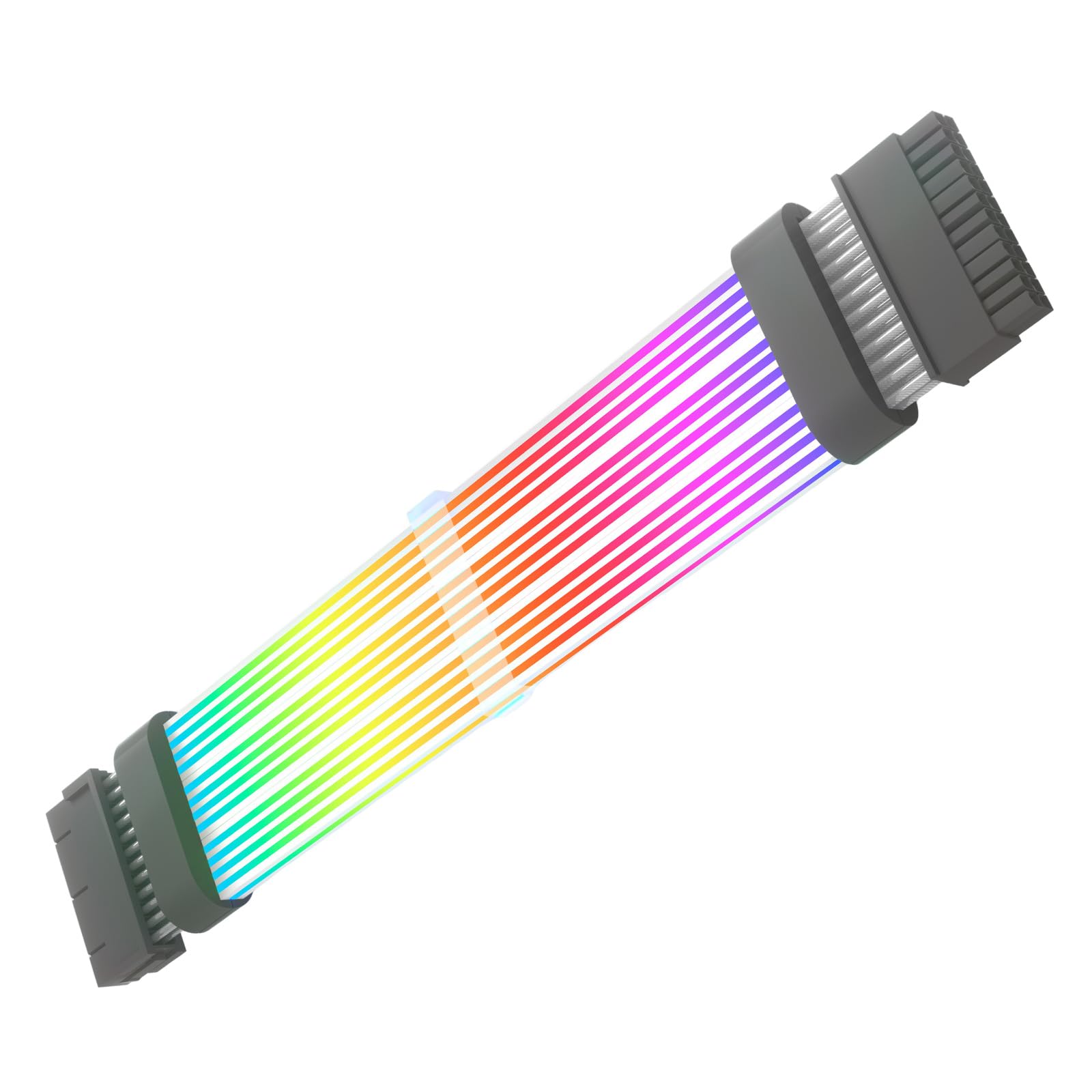 ARGB - Cable de extensión de alimentación de 24 pines con iluminación lateral doble para carcasa de PC, funda de PC de sincronización ARGB de silicona suave de 5 V y 3 pines