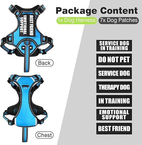 Miniatura 4 de WINSEE Chaleco de servicio para perro, arnés para perro sin tirones con 7 parches para perro, arnés reflectante para mascotas con mango acolchado
